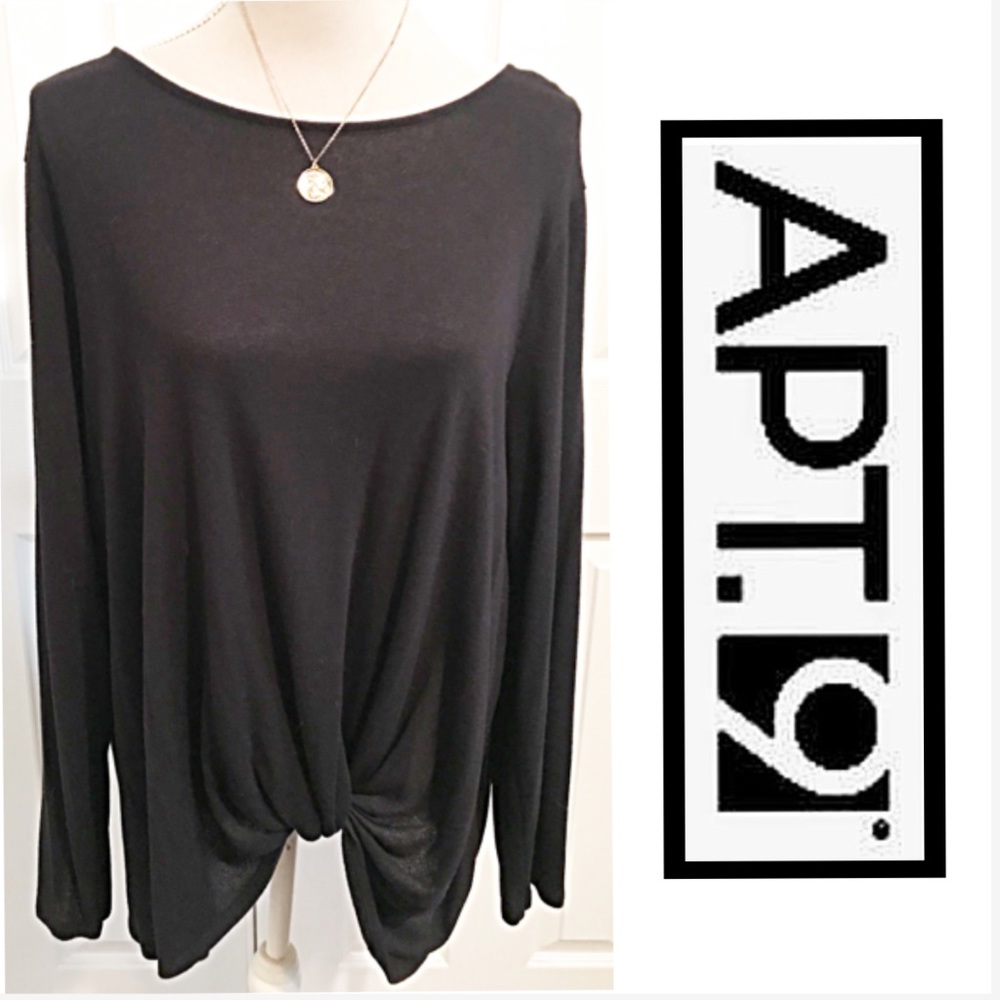 NWOT APT.9, Black Tapered Hem, Tunic Knit Sweater